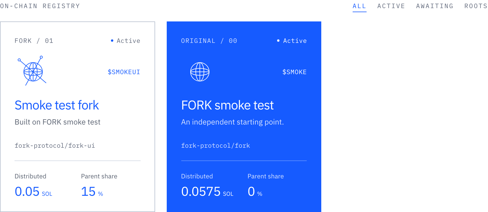The explorer filtered by the search term “smoke”.